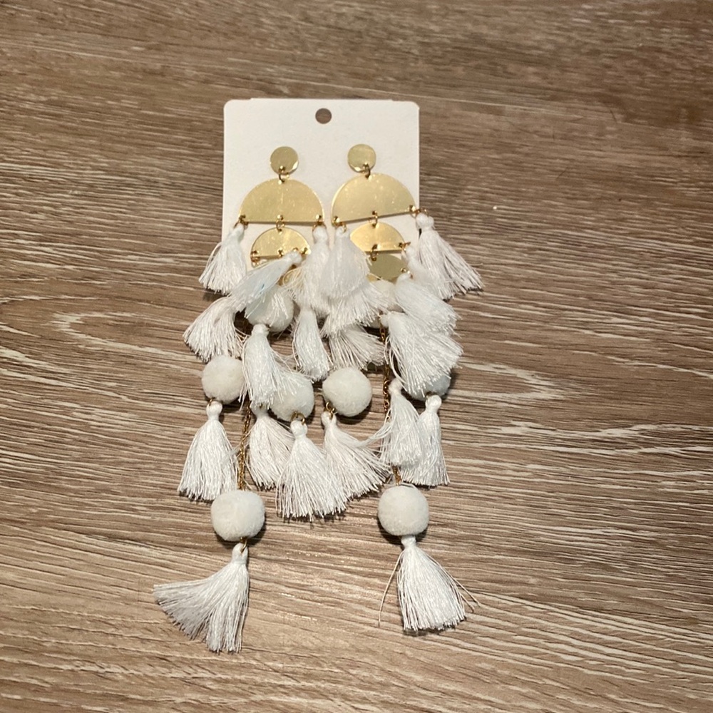 White tassel earrings